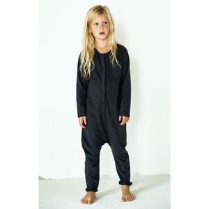 Gray Label Organic Kids Clothing One Piece Play Suit Short Sleeve Dark Grey 7/8y